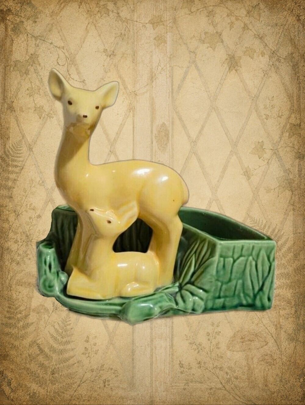 Woodland Whispers 🍃🧚‍♂️ MCM Vintage SHAWNEE Pottery Deer & Fawn Planter